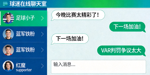 球迷在线聊天室互动界面示意图